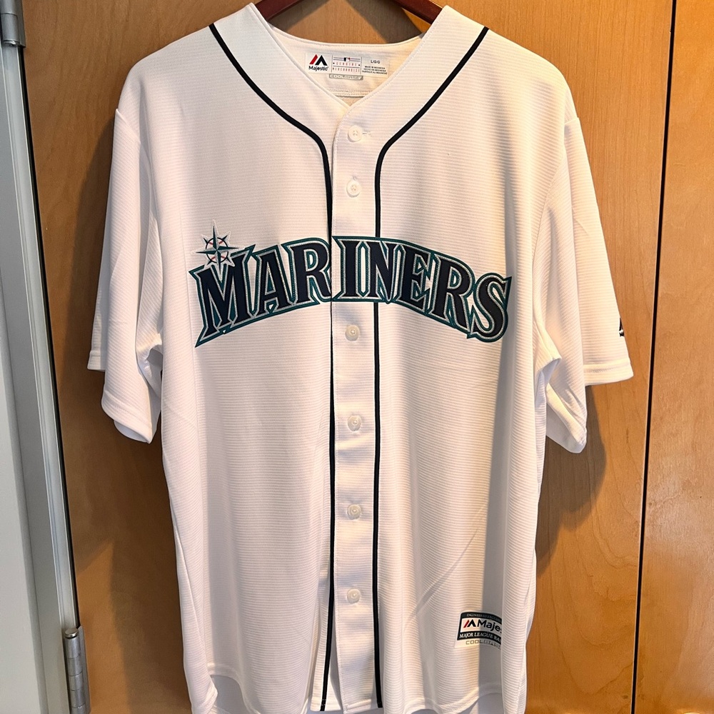 Majestic Seattle Mariners White and Teal BP Jersey